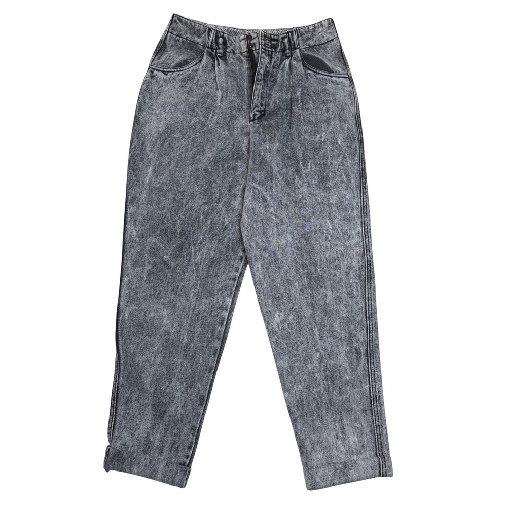 Vintage Bonjour 28" Waist Acid Wash Crop High Waisted Pleated Tapered 13/14‎